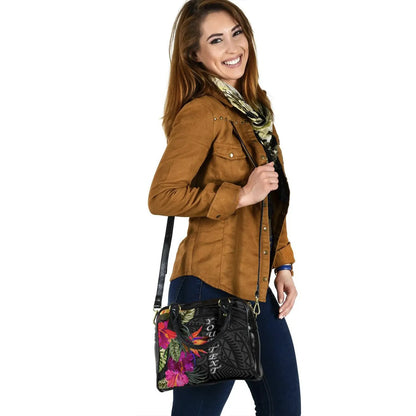 Polynesian Custom Personalised Shoulder Handbag - Hibiscus Pattern