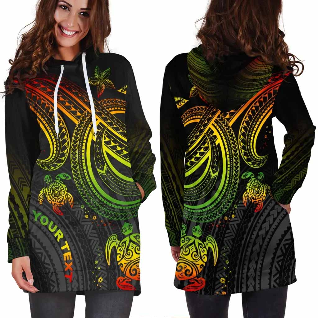 Polynesian Custom Personalised Female Hoodie Dress - Reggae Turtle