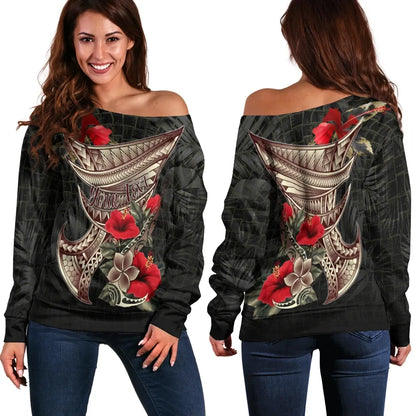 Polynesian Custom Personalised Women Off Shoulder Sweater - Polynesian Tribal Vintage Style
