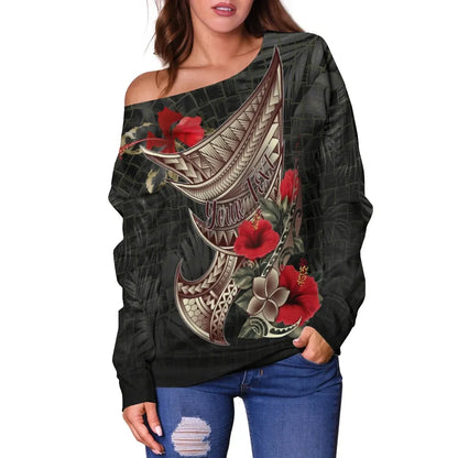 Polynesian Custom Personalised Women Off Shoulder Sweater - Polynesian Tribal Vintage Style