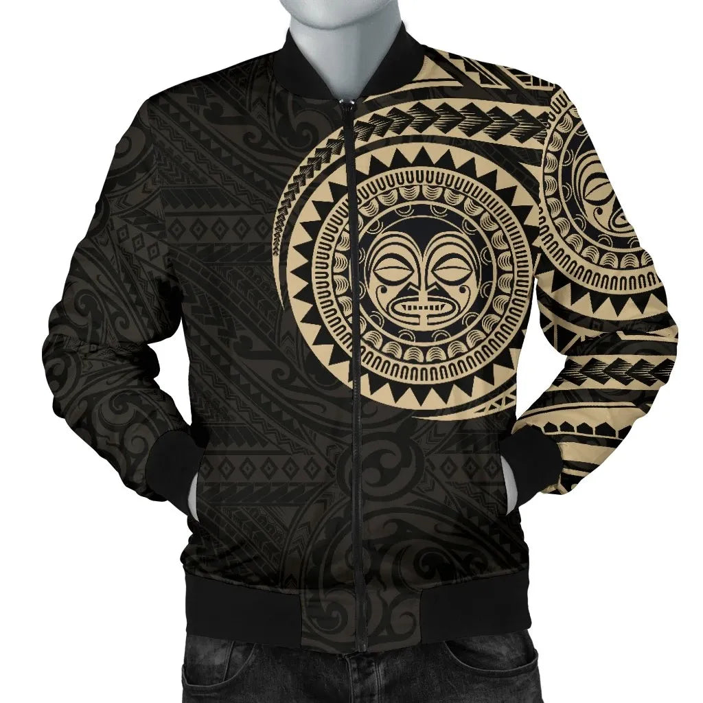 Polynesian Face Tattoo Style Bomber Jacket 2