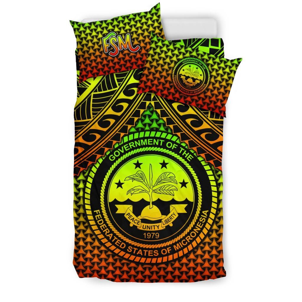 Polynesian Federated States Of Micronesia Personalised Bedding Sets - Reggae Vintage Polynesian Patterns