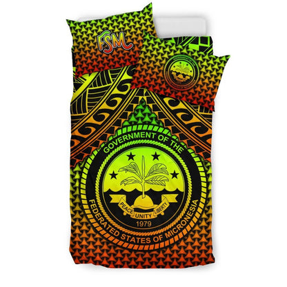 Polynesian Federated States Of Micronesia Personalised Bedding Sets - Reggae Vintage Polynesian Patterns