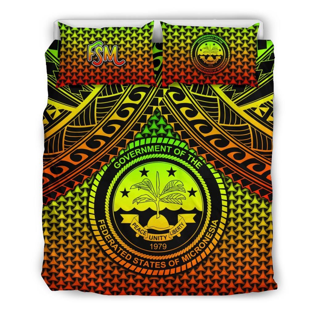 Polynesian Federated States Of Micronesia Personalised Bedding Sets - Reggae Vintage Polynesian Patterns
