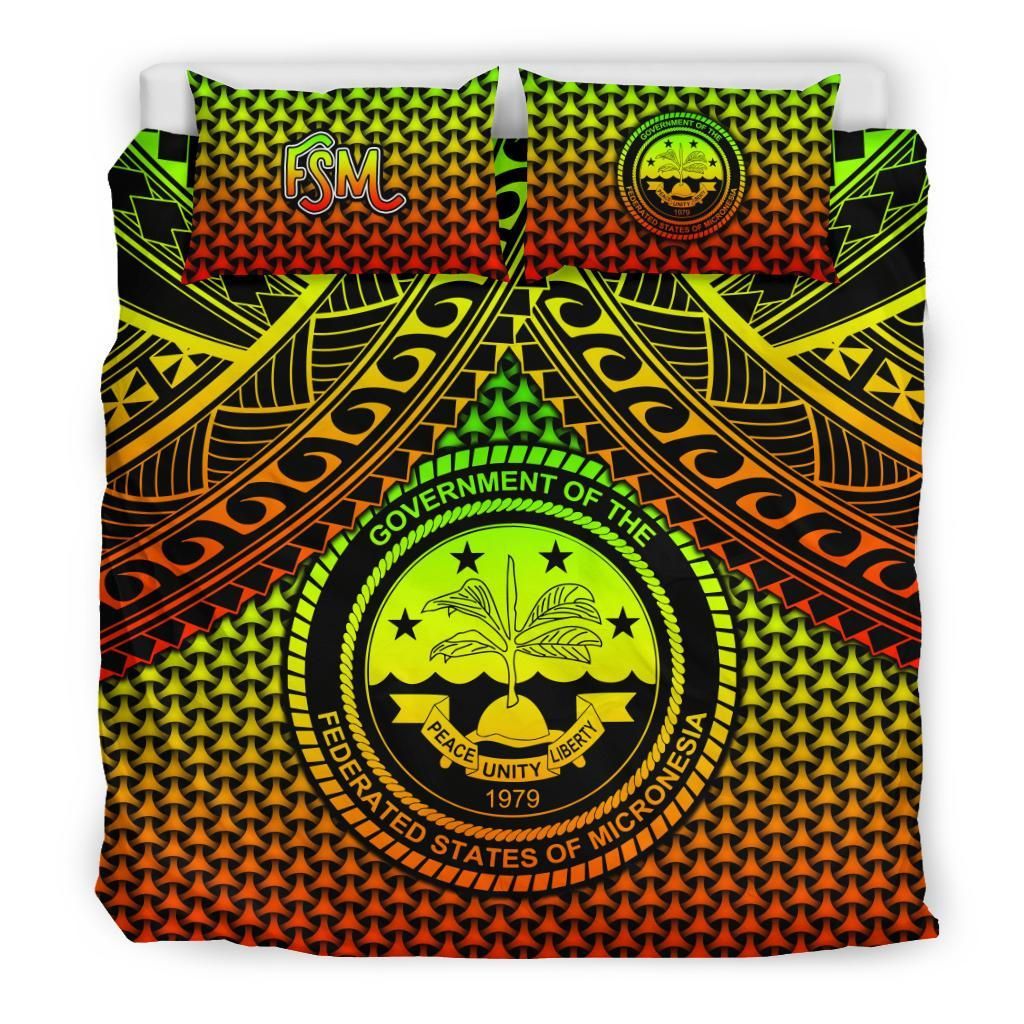 Polynesian Federated States Of Micronesia Personalised Bedding Sets - Reggae Vintage Polynesian Patterns