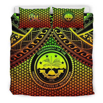 Polynesian Federated States Of Micronesia Personalised Bedding Sets - Reggae Vintage Polynesian Patterns