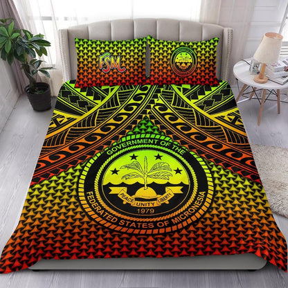 Polynesian Federated States Of Micronesia Personalised Bedding Sets - Reggae Vintage Polynesian Patterns