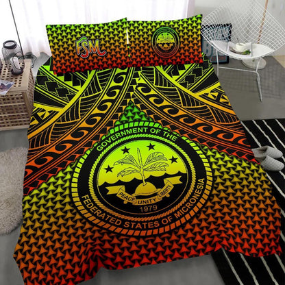 Polynesian Federated States Of Micronesia Personalised Bedding Sets - Reggae Vintage Polynesian Patterns