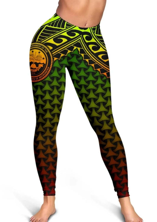 Polynesian Federated States of Micronesia Personalised Legging- Reggae Vintage Polynesian Patterns