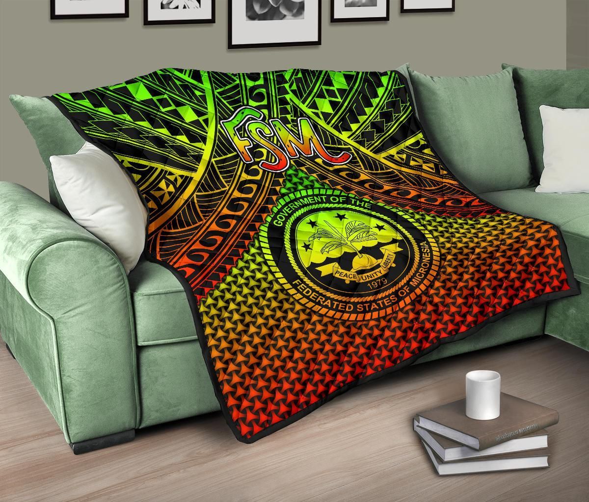 Polynesian Federated States of Micronesia Personalised Premium Quilt- Reggae Vintage Polynesian Patterns