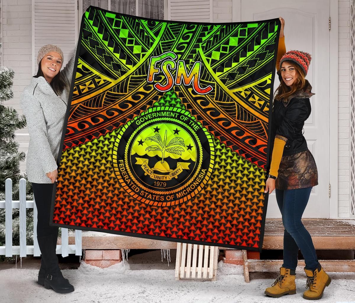 Polynesian Federated States of Micronesia Personalised Premium Quilt- Reggae Vintage Polynesian Patterns