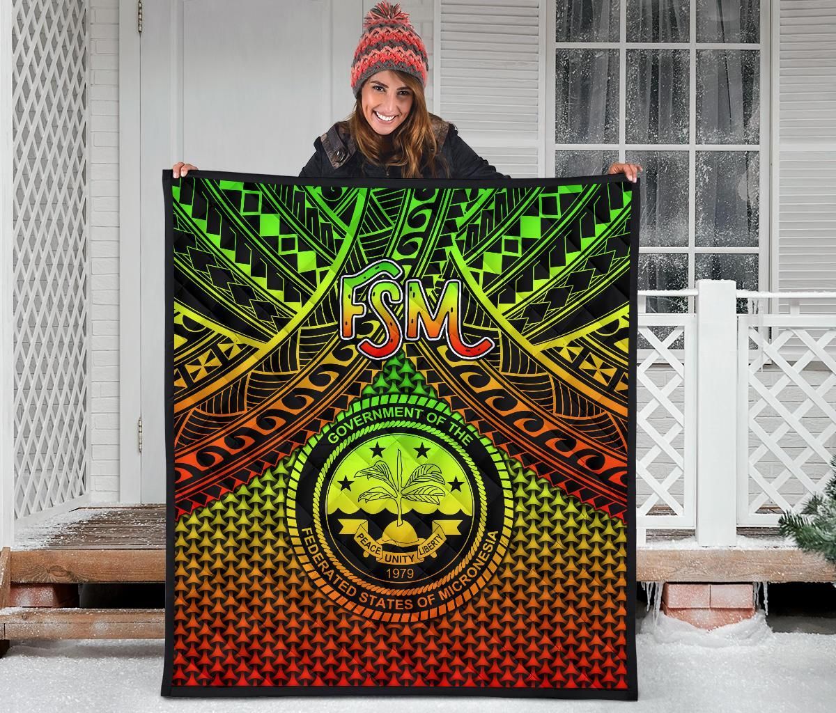 Polynesian Federated States of Micronesia Personalised Premium Quilt- Reggae Vintage Polynesian Patterns