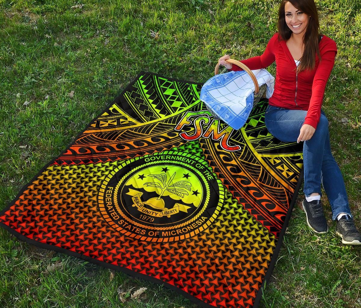 Polynesian Federated States of Micronesia Personalised Premium Quilt- Reggae Vintage Polynesian Patterns