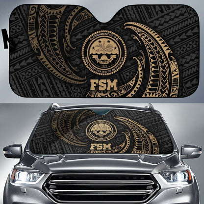 Polynesian Federated States of Micronesia Sun Shades - Gold Tribal Wave