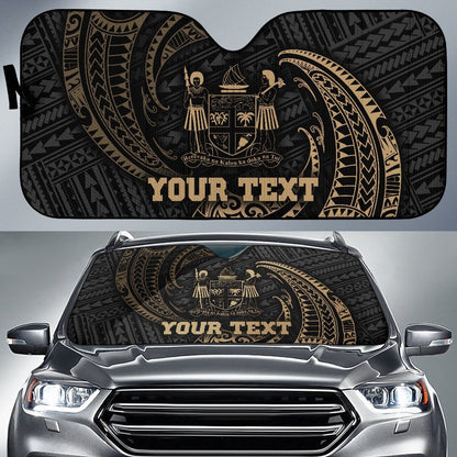 Polynesian Fiji Custom Personalised Sun Shades - Gold Tribal Wave