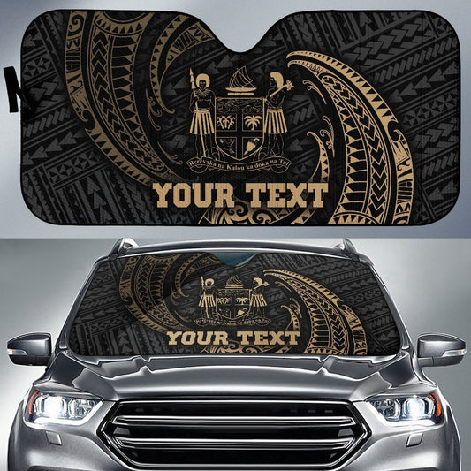 Polynesian Fiji Custom Personalised Sun Shades - Gold Tribal Wave