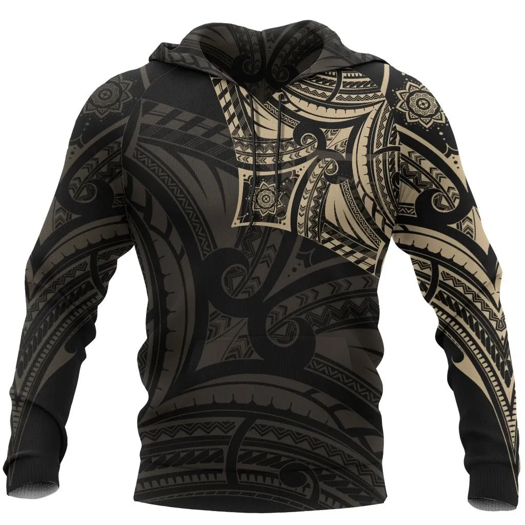 Polynesian Hoodie - Polynesian Flower Tattoo Style