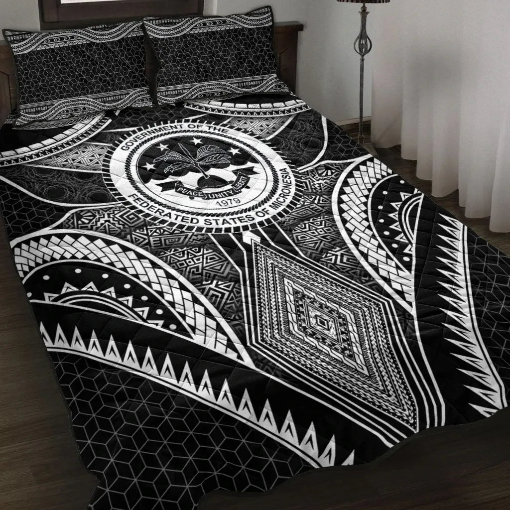 Polynesian FSM Quilt Bed Set - Poly Pattern With COA Federated States ...
