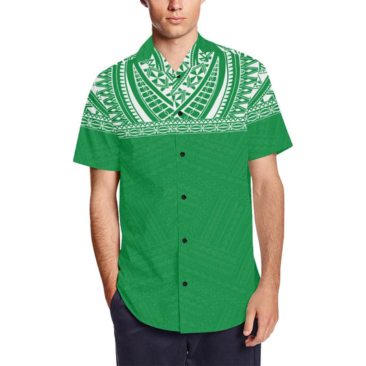 Polynesian Green - White Short Sleeve Shirt