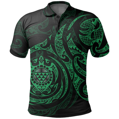 Polynesian All Over Polo Shirt - Polynesian Green Turtle Tribal Tattoo