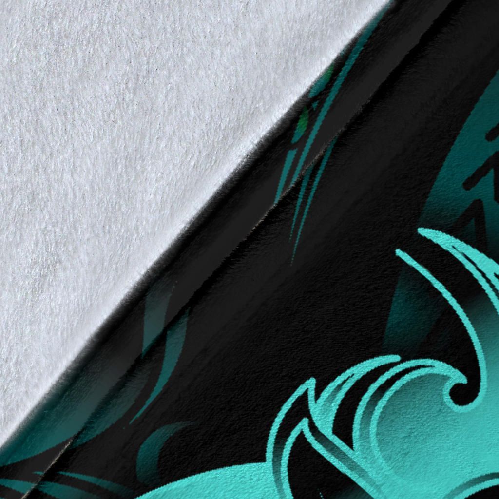 Polynesian Hawaii All Over Premium Blanket - Kanaka Maoli Blue Turtle