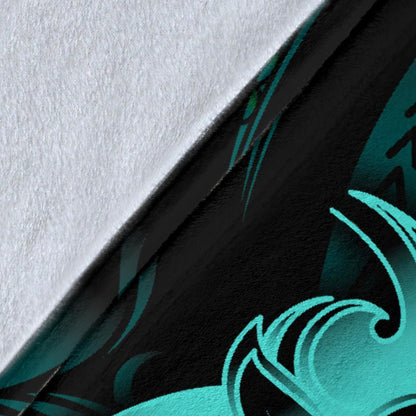 Polynesian Hawaii All Over Premium Blanket - Kanaka Maoli Blue Turtle