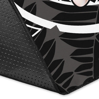 Polynesian Hawaii Area Rug - Humpback Whale with Hibiscus (White)