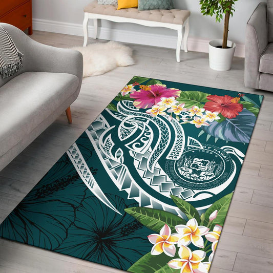 Polynesian Hawaii Area Rug - Summer Plumeria