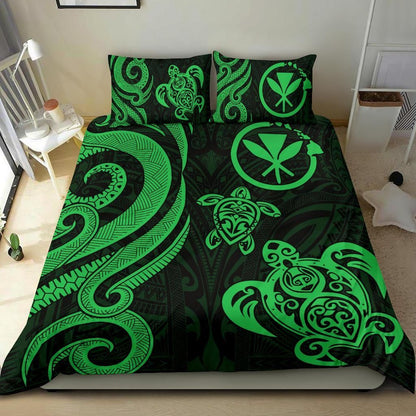 Polynesian Hawaii Bedding Set - Green Tentacle Turtle