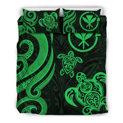 Polynesian Hawaii Bedding Set - Green Tentacle Turtle