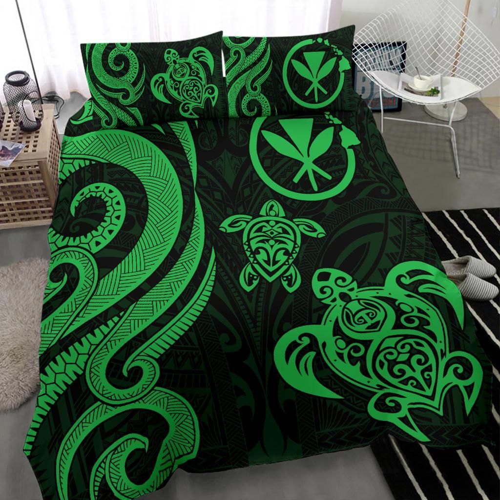 Polynesian Hawaii Bedding Set - Green Tentacle Turtle