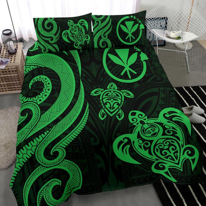 Polynesian Hawaii Bedding Set - Green Tentacle Turtle
