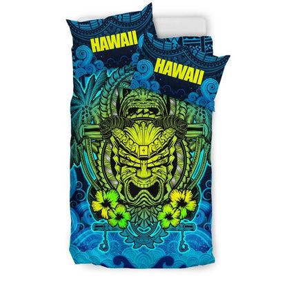 Polynesian Hawaii Duvet Cover Set - Hawaiian Tiki (Blue)