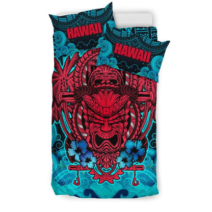 Polynesian Hawaii Duvet Cover Set - Hawaiian Tiki (Red)