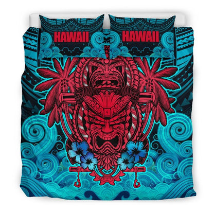 Polynesian Hawaii Duvet Cover Set - Hawaiian Tiki (Red)