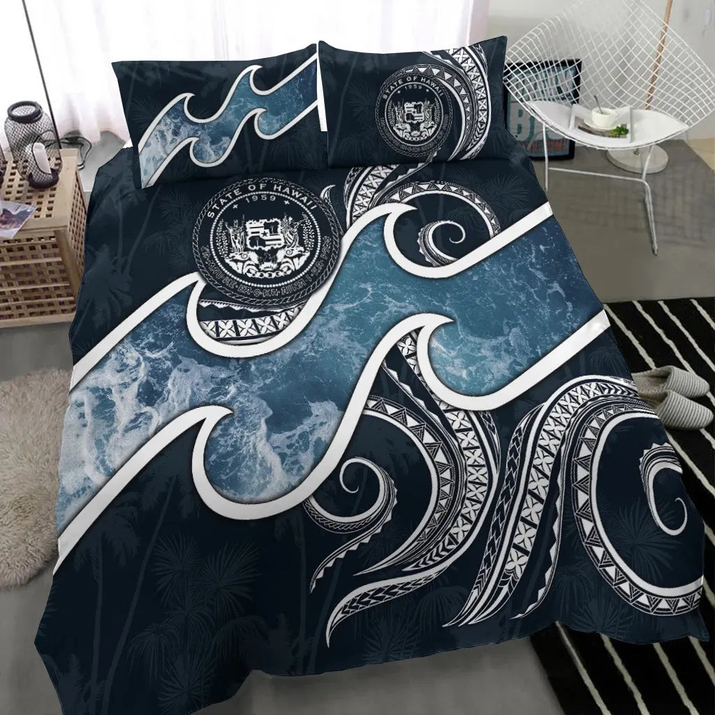 Polynesian Hawaii Bedding Set - Ocean Style (Coat Of Arms)