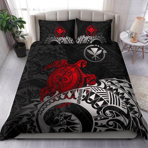 Polynesian Hawaii Duvet Cover Set - Polynesian Turtle (Red)