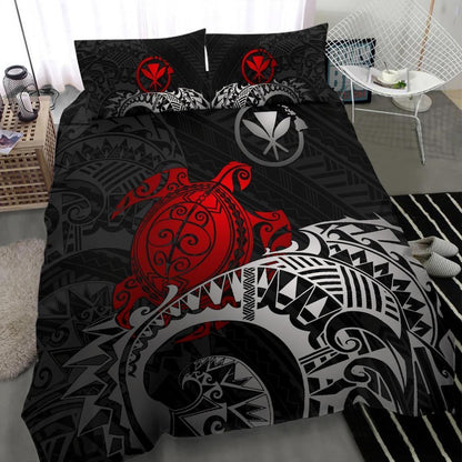 Polynesian Hawaii Duvet Cover Set - Polynesian Turtle (Red)