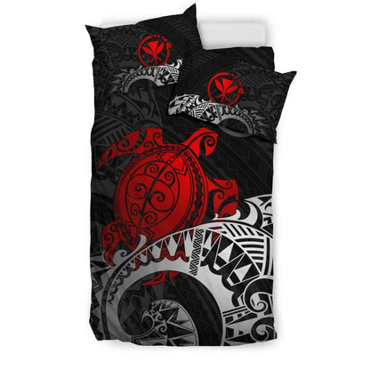 Polynesian Hawaii Duvet Cover Set - Polynesian Turtle (Red)