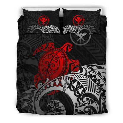 Polynesian Hawaii Duvet Cover Set - Polynesian Turtle (Red)