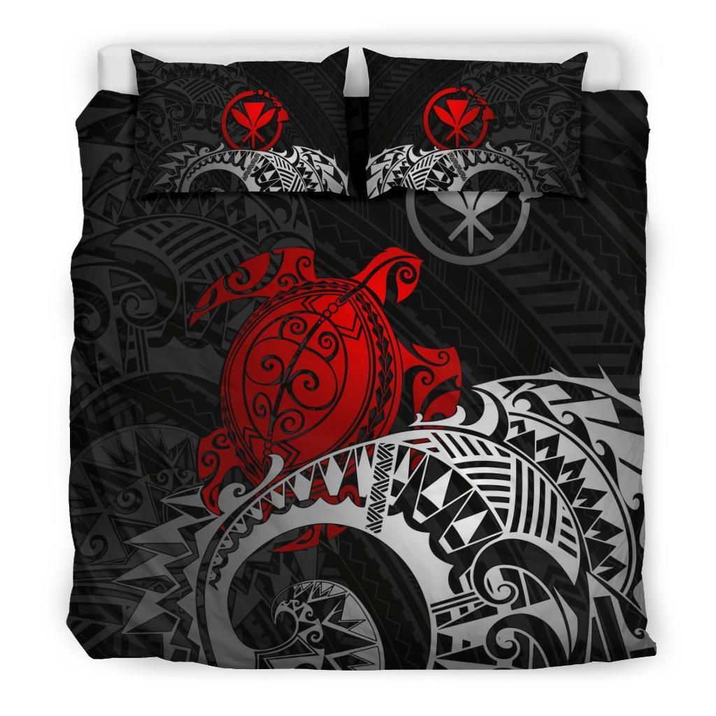 Polynesian Hawaii Duvet Cover Set - Polynesian Turtle (Red)