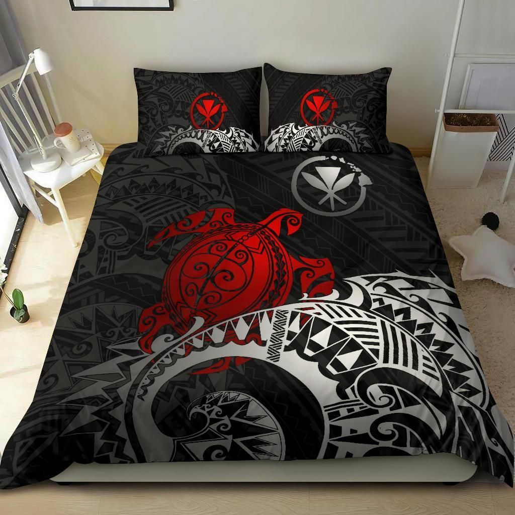 Polynesian Hawaii Duvet Cover Set - Polynesian Turtle (Red)