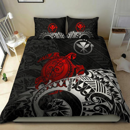 Polynesian Hawaii Duvet Cover Set - Polynesian Turtle (Red)