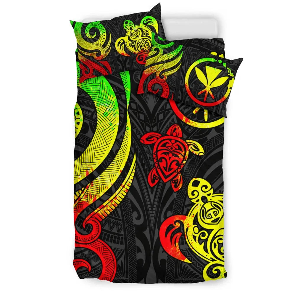 Polynesian Hawaii Bedding Set - Reggae Tentacle Turtle