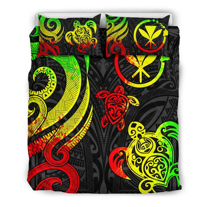 Polynesian Hawaii Bedding Set - Reggae Tentacle Turtle