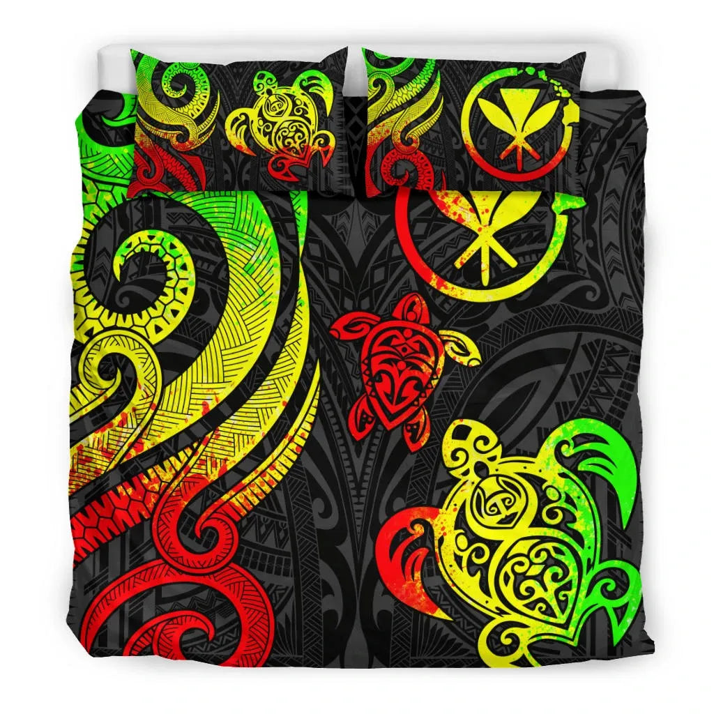 Polynesian Hawaii Bedding Set - Reggae Tentacle Turtle