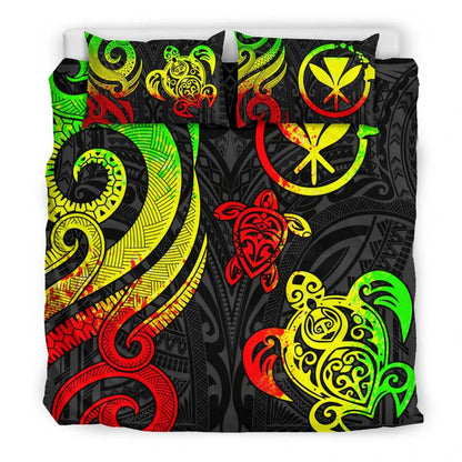 Polynesian Hawaii Bedding Set - Reggae Tentacle Turtle