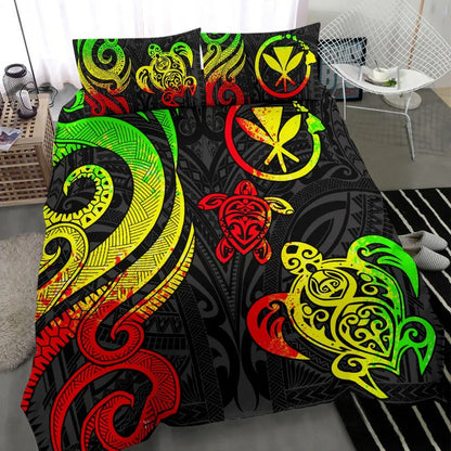 Polynesian Hawaii Bedding Set - Reggae Tentacle Turtle