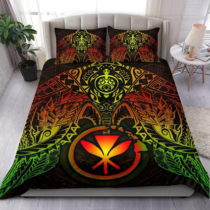 Polynesian Hawaii Duvet Cover Set - Reggae Turtle Manta Ray