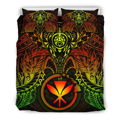 Polynesian Hawaii Duvet Cover Set - Reggae Turtle Manta Ray